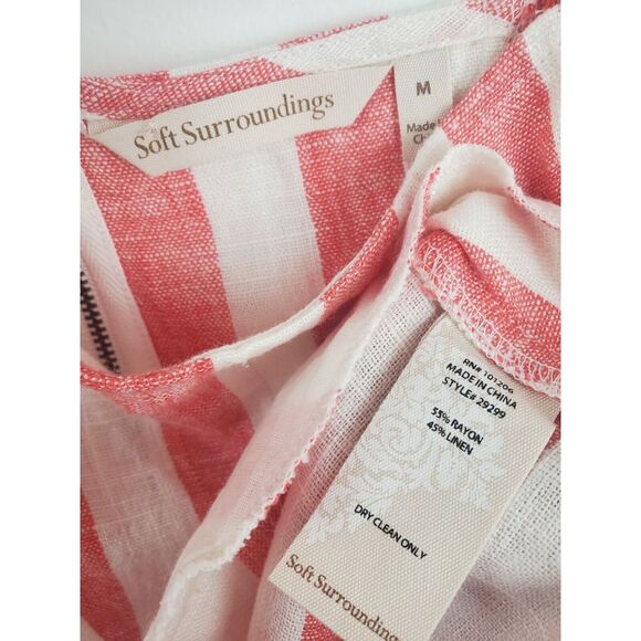 Soft Surroundings Blouse Womens Medium Sunset Striped Cold Shoulder Linen Blend - Picture 6 of 6